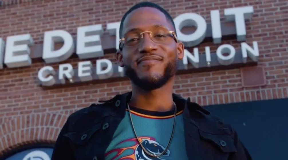 Posing in front of One Detroit Credit Union